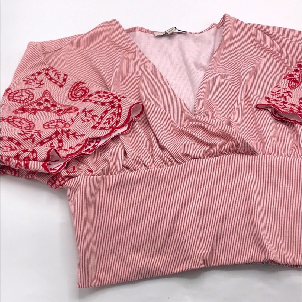 Haute Monde Red & White Cropped Top